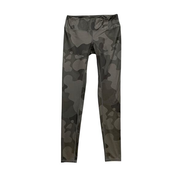 ALO Yoga Leggings Womens S Small Charcoal Graphite Low Rise Camo Shiny Fabric - Picture 1 of 11